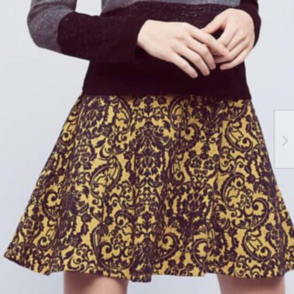 Anthropologie MAEVE navy and yellow Eliza skirt